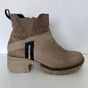 Beige Taupe DROMEDARIS Katniss Leather Ankle Boots 38 / 7.5 - 8